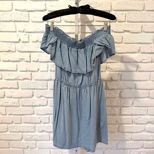 Express Off-the-Shoulder Lyocell Chambray Dress – XS